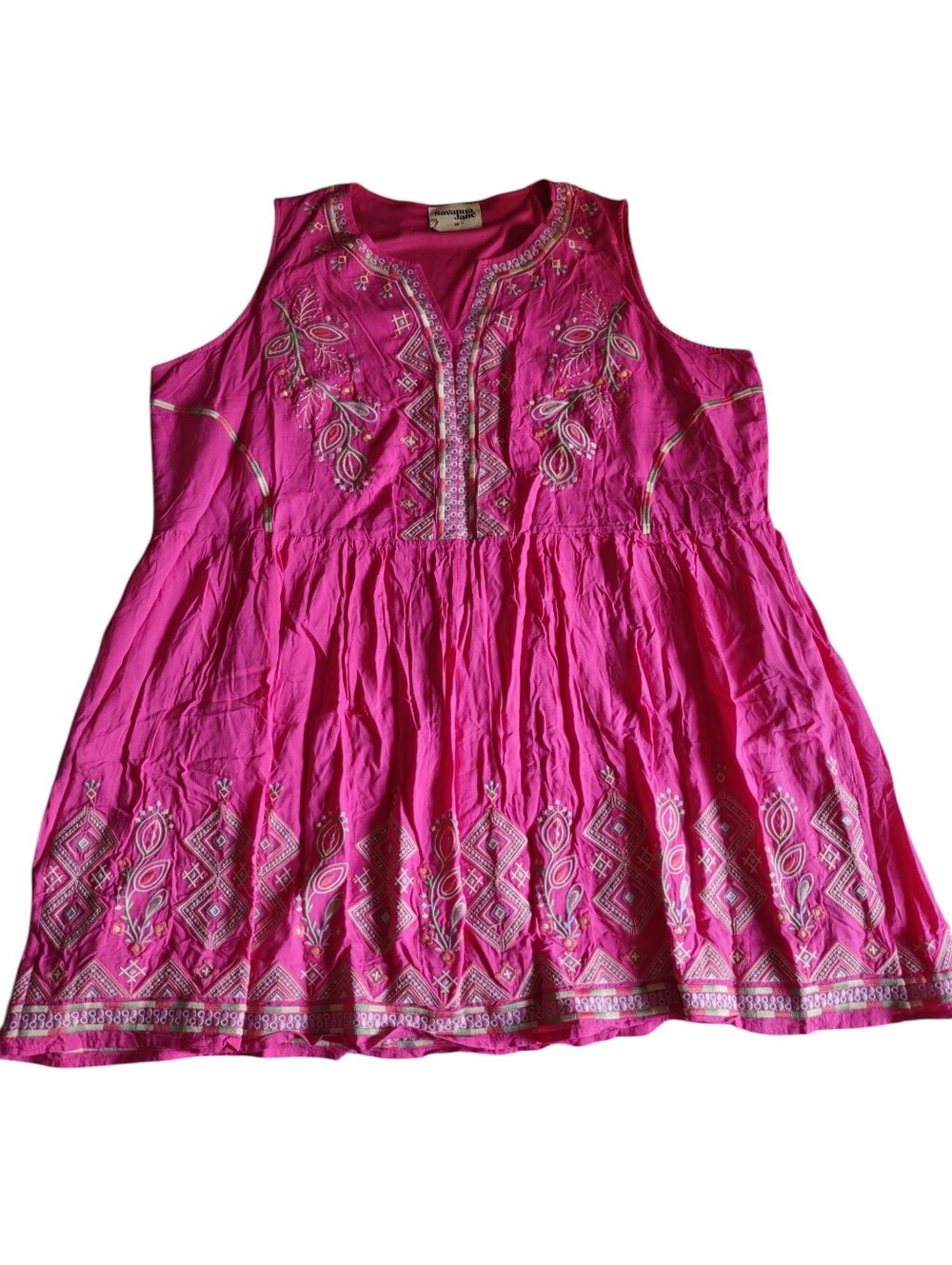 Savanna Jane 3X Pink Embroidered Sleeveless Dress